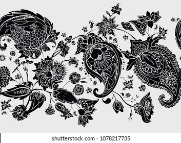 Paisley. A seamless pattern based on the traditional oriental paisley pattern or Turkish cucumber. Fabric, wallpaper, background