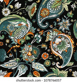 Paisley. A seamless pattern based on the traditional oriental paisley pattern or Turkish cucumber. Fabric, wallpaper, background