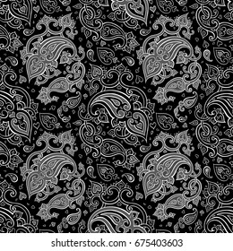 Paisley Seamless pattern. Beautiful Decorative Hand drawn detailed vector illustration.
