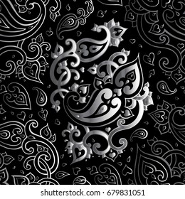 Paisley Seamless pattern. Beautiful Decorative Hand drawn detailed vector illustration.
