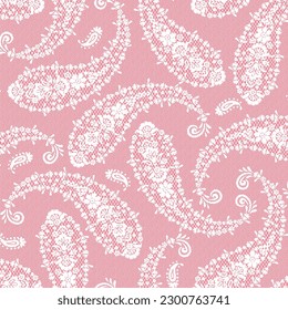 Patrón paisley sin fisuras en un bello tejido de encaje,
