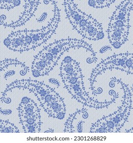 Paisley seamless pattern in beautiful lace fabric,