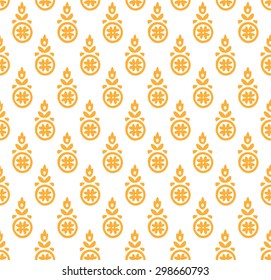 Paisley seamless pattern, block printed background, Indian motif ornament, vector