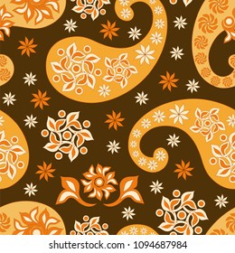 Paisley seamless pattern blue, vector illustration