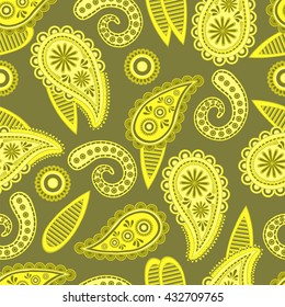 Paisley seamless pattern. Bright abstract background. Vector illustration.