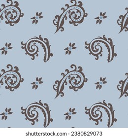 Colección Paisley Seamless de fondo floral Damask, ramas de flores aisladas. Flora oriental boho y botánica verde. Hojas naturales y follaje. Ilustración del vector