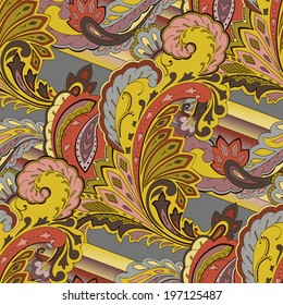 Paisley seamless pattern. Colored textile