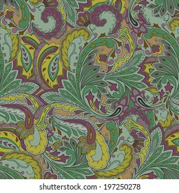 Paisley seamless pattern. Colored textile