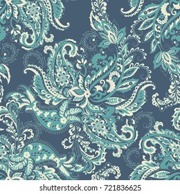 Paisley seamless pattern. Colorful damask vector background