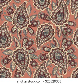 Paisley seamless pattern. Colorful ethnic vector background