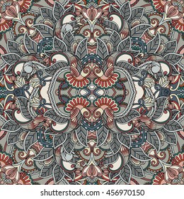 Paisley seamless pattern. Colorful hand drawn floral motif  wrapping, wallpaper. Vector illustration