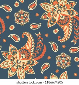 paisley seamless pattern. colorful vector textile background