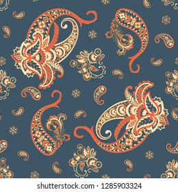 paisley seamless pattern. colorful vector textile background