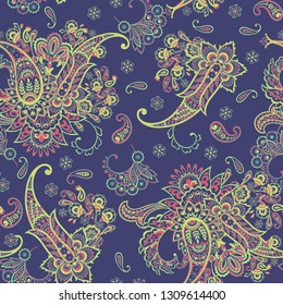 paisley seamless pattern. colorful vector textile background
