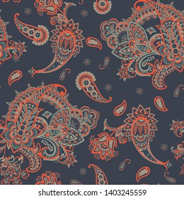 paisley seamless pattern. colorful vector textile background
