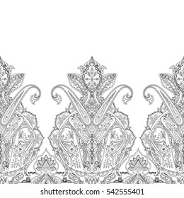 Paisley  seamless pattern for coloring page, book, textile