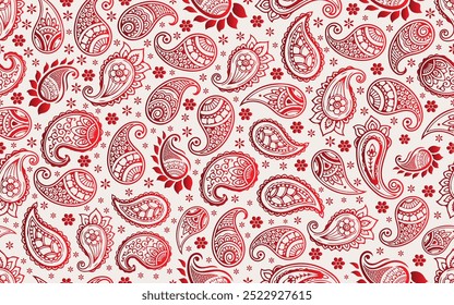 Paisley padrão sem emenda criativa cor vermelha gradiente floral decorativo ornamental textura de tecido de tecido papel têxtil impressão empacotamento fundo papel de parede
