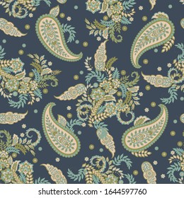 paisley seamless pattern. Damask colorful vector textile background