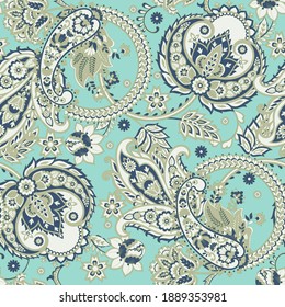 paisley seamless pattern. Damask colorful vector textile background