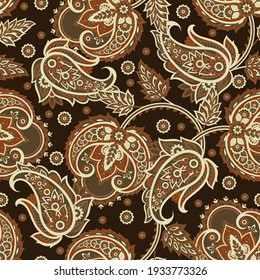 paisley seamless pattern. Damask colorful vector textile background