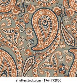 paisley seamless pattern. Damask colorful vector textile background