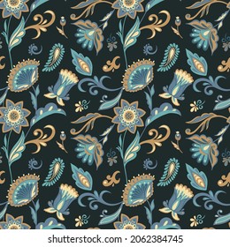 Paisley seamless pattern. design, abstract flowers