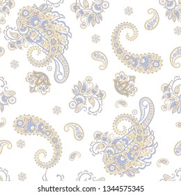 Paisley seamless pattern for fabric design. Vector floral background