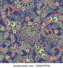 Paisley Seamless Pattern Fabric Design Stock Vector (Royalty Free ...