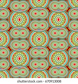 Paisley seamless pattern. Floral abstract background with colorful oriental paisley flowers and ethic beautiful ornaments. Vector ornamental texture for fabrics, wallpapers, textile, prints.