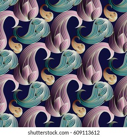 Paisley seamless pattern. Floral background wallpaper illustration with vintage oriental modern surface 3d  Paisley  flowers and ornaments. Luxury vector floral  texture for fabric, textile.
