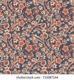 Paisley Seamless pattern with floral ornament. Vector background