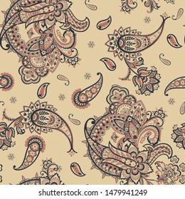 paisley seamless pattern. Floral vector textile background