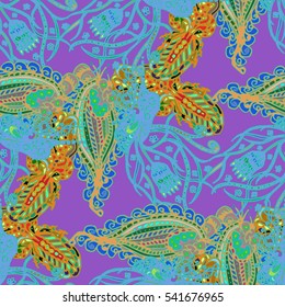 Paisley seamless pattern with flowers in indian style. Vintage decorative seamless floral background pattern. New backdrop for fabric, textile, wrapping paper, card, invitation, wallpaper, web design