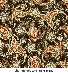 Paisley estilo inconfundible con flores de estilo indio. Fondo vectorial floral