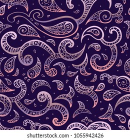 Paisley Seamless pattern. Hand Drawn Textile background. 