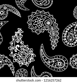 paisley seamless pattern, hand drawn indian cucumber, sketch