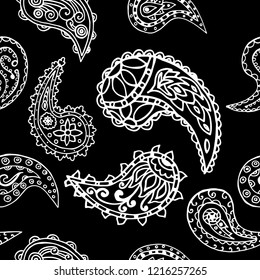 paisley seamless pattern, hand drawn indian cucumber, sketch