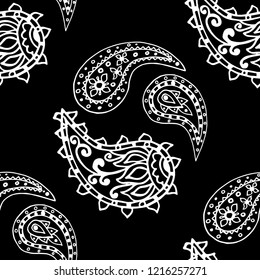 paisley seamless pattern, hand drawn indian cucumber, sketch