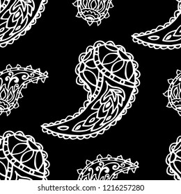 paisley seamless pattern, hand drawn indian cucumber, sketch