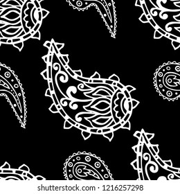 paisley seamless pattern, hand drawn indian cucumber, sketch
