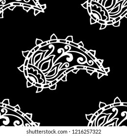 paisley seamless pattern, hand drawn indian cucumber, sketch