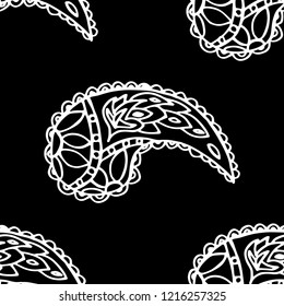 paisley seamless pattern, hand drawn indian cucumber, sketch