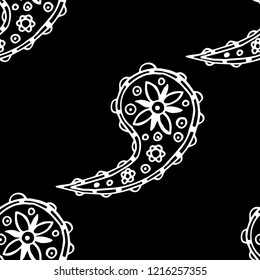 paisley seamless pattern, hand drawn indian cucumber, sketch