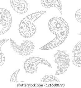 paisley seamless pattern, hand drawn indian cucumber, sketch