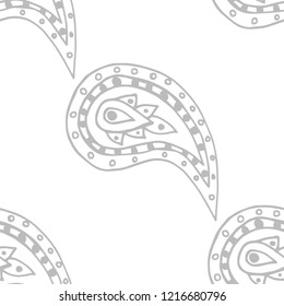 paisley seamless pattern, hand drawn indian cucumber, sketch
