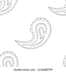 paisley seamless pattern, hand drawn indian cucumber, sketch