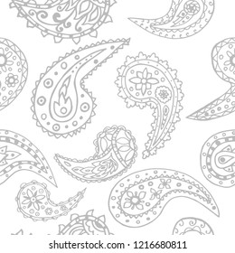paisley seamless pattern, hand drawn indian cucumber, sketch