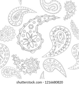 paisley seamless pattern, hand drawn indian cucumber, sketch