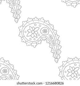 paisley seamless pattern, hand drawn indian cucumber, sketch