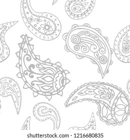 paisley seamless pattern, hand drawn indian cucumber, sketch